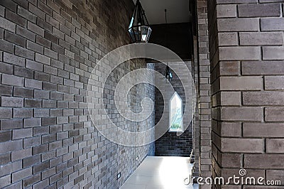 Pillar stone wall and window