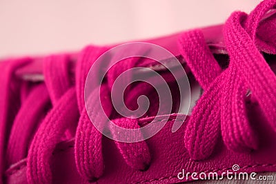 Pink athletic shoe laces