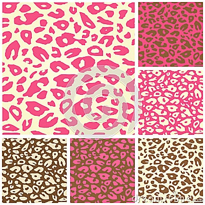 Pink Cheetah Print Seamless Pattern Set