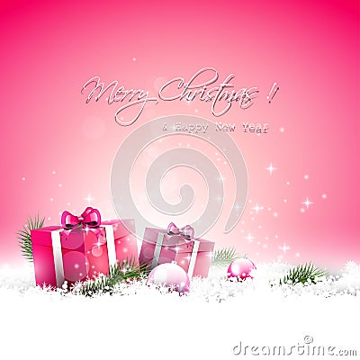 Pink Christmas greeting card