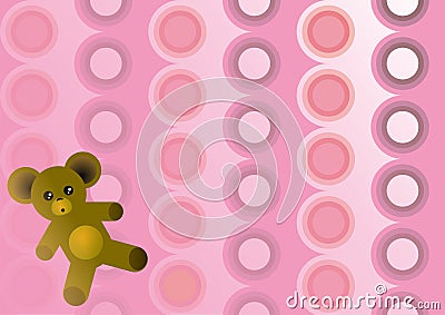 Pink Circles with Teddy Bear