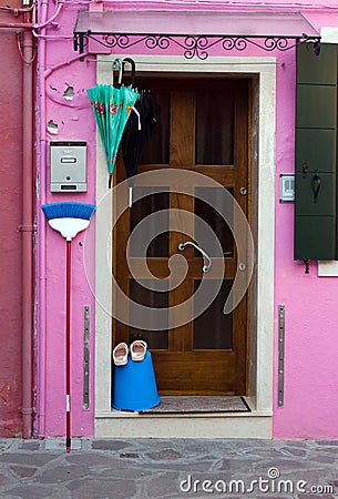 Pink house door