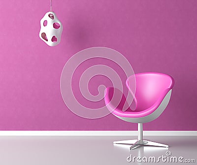 Pink interior wall with copy space