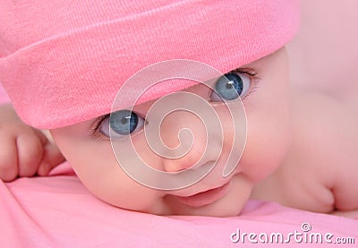 Pink Little baby Girl with Big Eyes