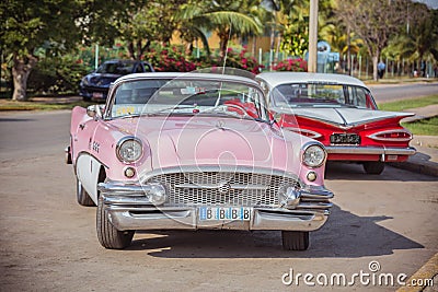 Pink, white red old classic vintage retro cars