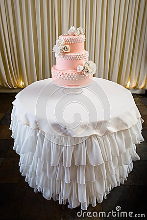 Pink and white wedding cake