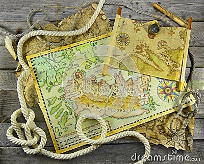 Pirate maps in rope frame