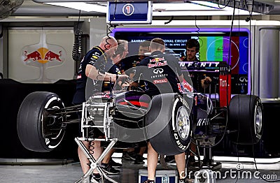 Pit stop garage of team Red Bull Racing-Renault