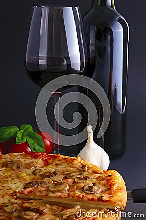 Pizza and wine