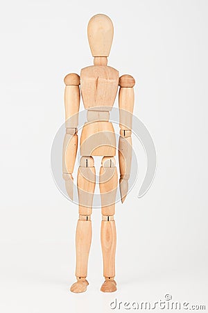 Plain wood mannequin stand upright isolated