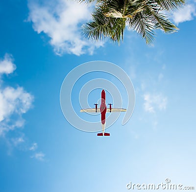 Plane going on seaside