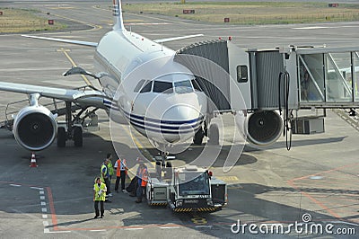 Plane parking at gate