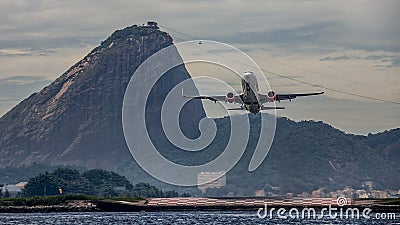 Plane Take-off in Rio with Sugarloaf