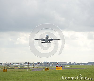Plane taking off from runway