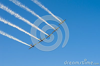 Planes in formation on sky