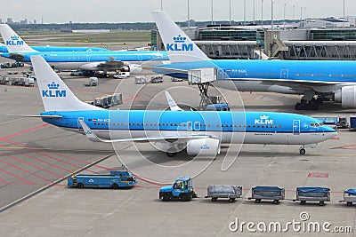 Planes of Royal Dutch Airlines KLM at Schiphol,NL