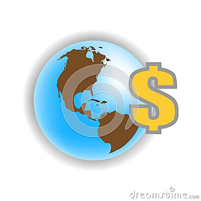 Planet Earth with dollar