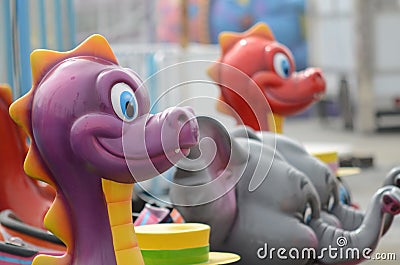 Plastic animals at an amusement park