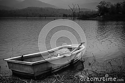 A plastic boat in lake