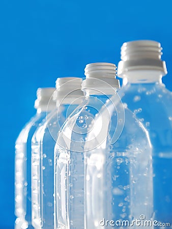 Plastic bottles in line