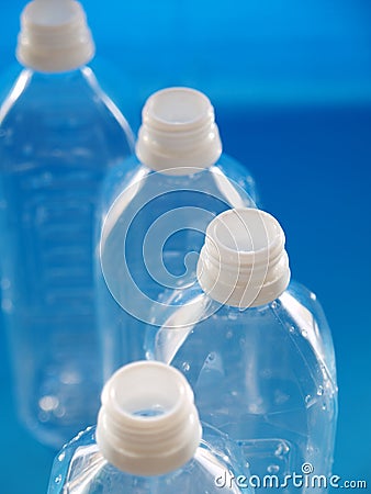 Plastic bottles in line