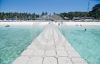 Plastic box bridge at Raya Island