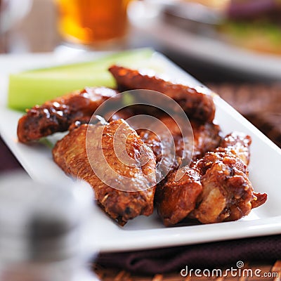 Plate of bbq chicken wings