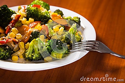 Plate with fried vegetables