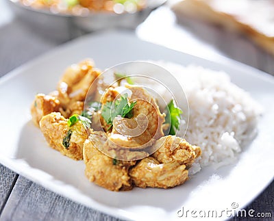 Plate of indian butter chicken curry