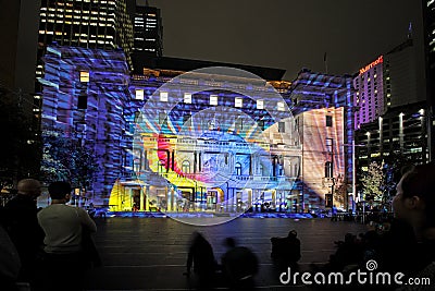 Play Me on Historic Customs House Sydney Australia during Vivid