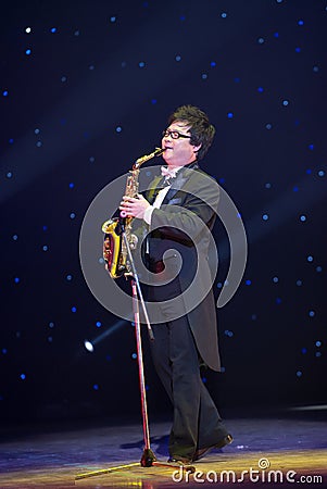 Playing musical instruments:sax