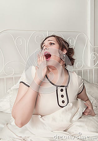 Plus size woman yawn