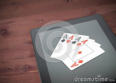Poker cards on digital tablet,texas poker online