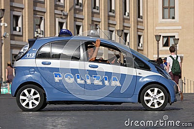 Police car in the center of Rome (Vatican City)