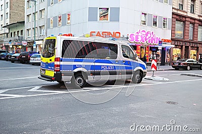 Police car in red district in Frankfurt