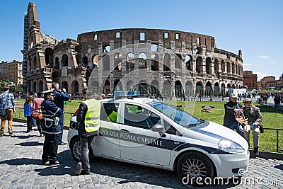 Police in front of the Colosseum