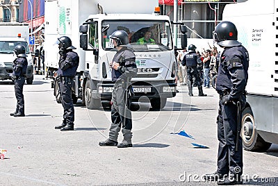 Police intervention, Barcelona, Spain