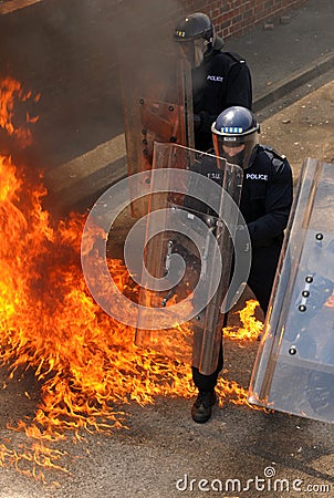 Police and petrol bombs