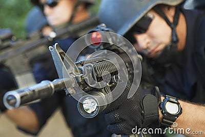 Policeman Aiming Guns