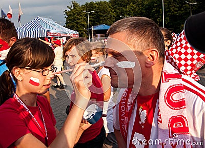 Polish fans before a sport event