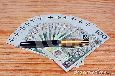 Polish money and pen