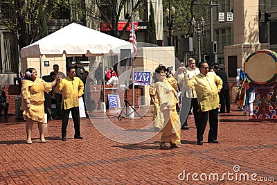 Political rally in Pioneer Square Portland OR.