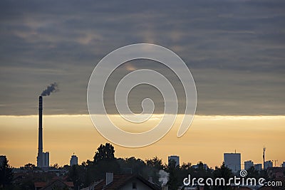 Pollution in a city, toxic sky