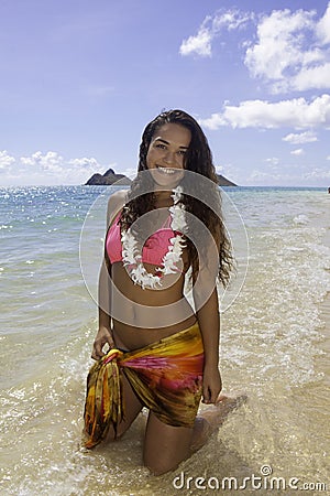 Polynesian beauty at the beach