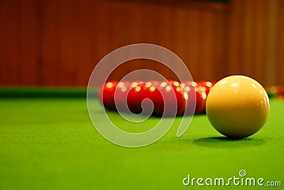 Pool balls on a green table