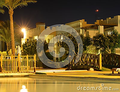 Pool at hotel in evening light