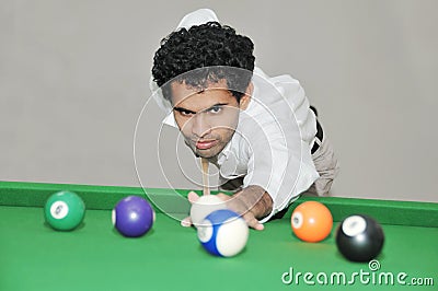 Pool Player Ready to hit