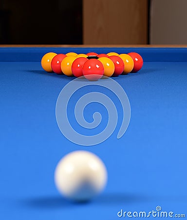 Pools balls on a blue table