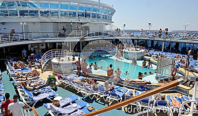 Poolside cruise ship