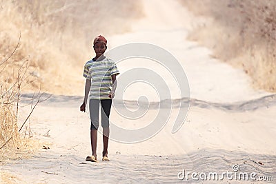 Poor African child wander in Botswana